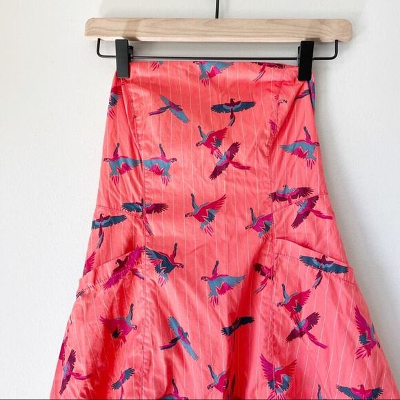 Free People Strapless Coral Parrot Dress - Picture 5 of 12
